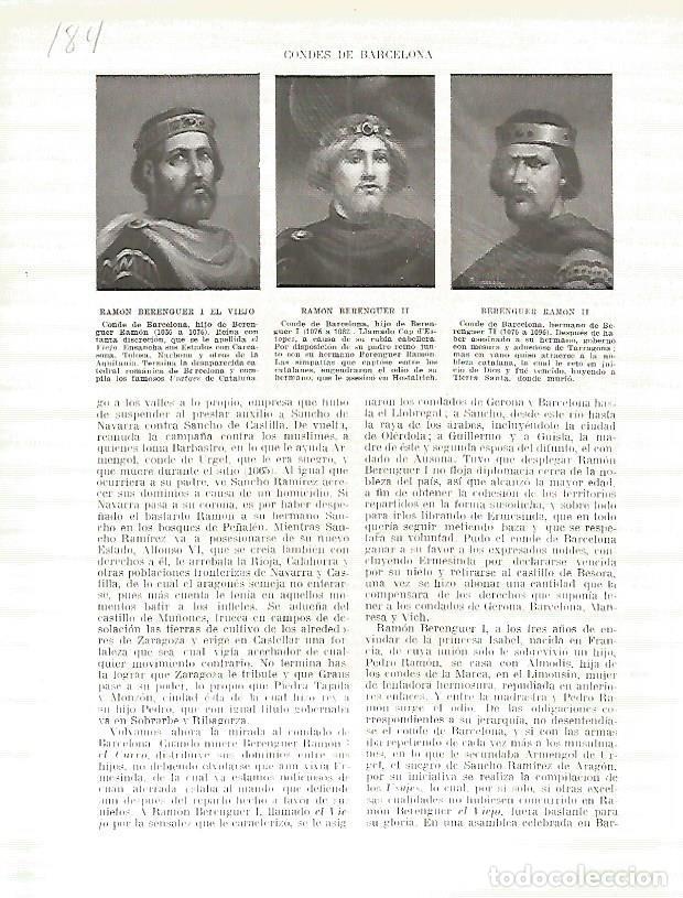Postales: LAMINA 4697: Retratos de Ramon Berenguer I el Vell Ramon Berenguer II y Berenguer Ramon II - Manuel