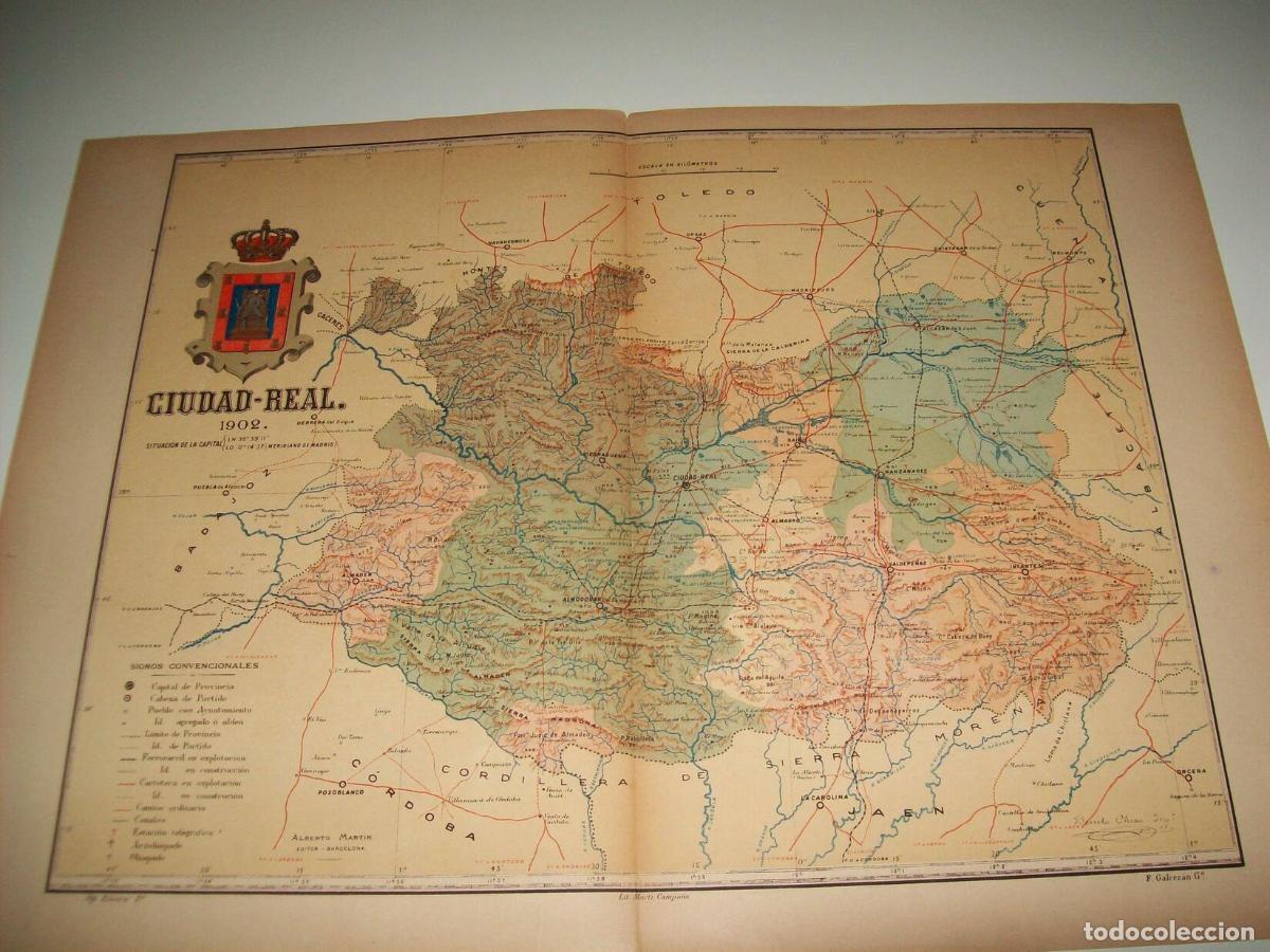 Postkarten: Mapa de la provincia de Ciudad Real. 1902. Firmado por Benito Chias - Benito Ch&iacute;as y Carb&oacute;