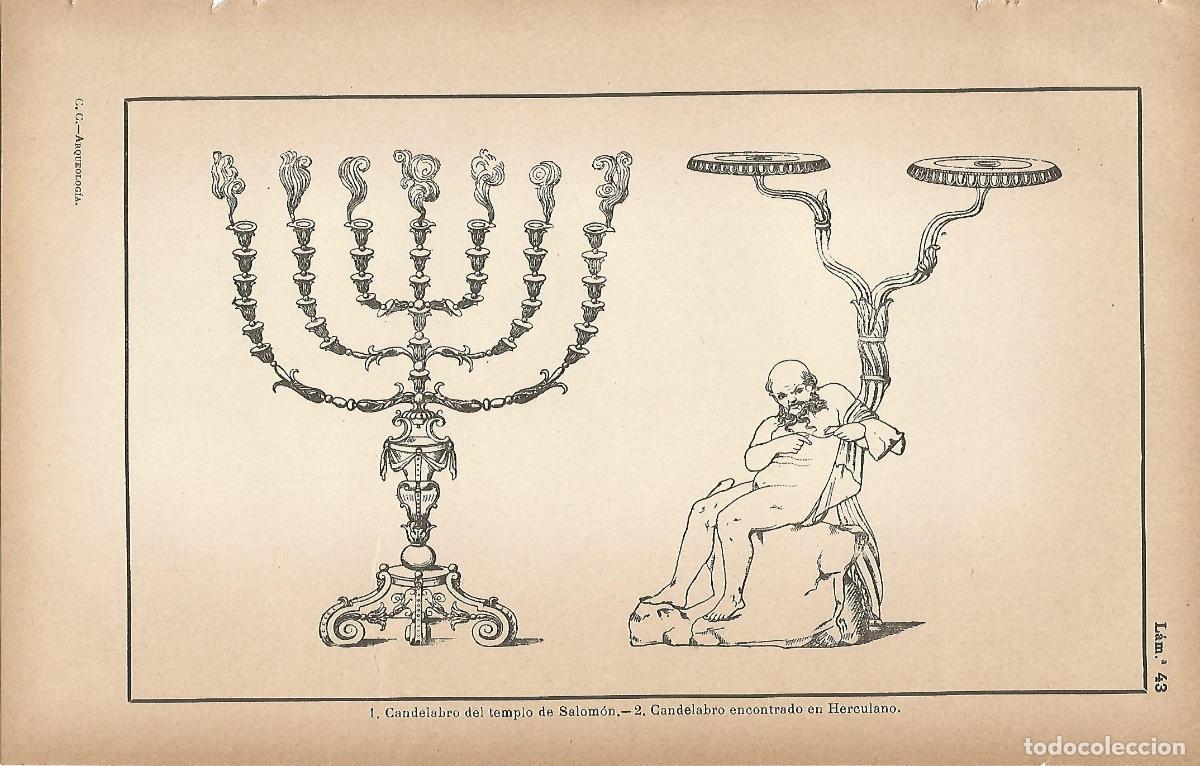 Postkarten: Lamina 043: Menora del templo de Salomon - Candelabro romano de Herculano - C&eacute;sar Cant&uacute;