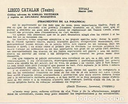 Postkarten: LAMINA 3024: Fragmento de la polemica del Teatro Lirico Catalan. Tivoli marzo 1901 - Jose Maria Juny