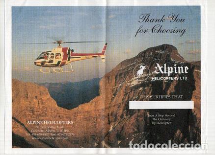 Postales: Papel Publicitario: ALPINE HELICOPTERS Ltd. - Certificado de Vuelo (sin nombre) - ALPINE HELICOPTERS