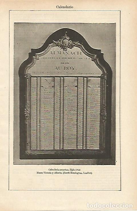 Postales: LAMINA ESPASA 14720: Calendario perpetuo del siglo XVIII - Varios