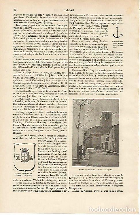 Postkarten: LAMINA ESPASA 14706: Escudo de Calde de Rainba Portugal e Iglesia de Caldes de Malavella Girona - Va