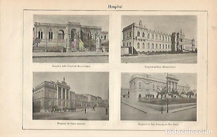 Postais: LAMINA ESPASA 4463: Hospital en Montevideo y Sao Paolo - Varios Autores