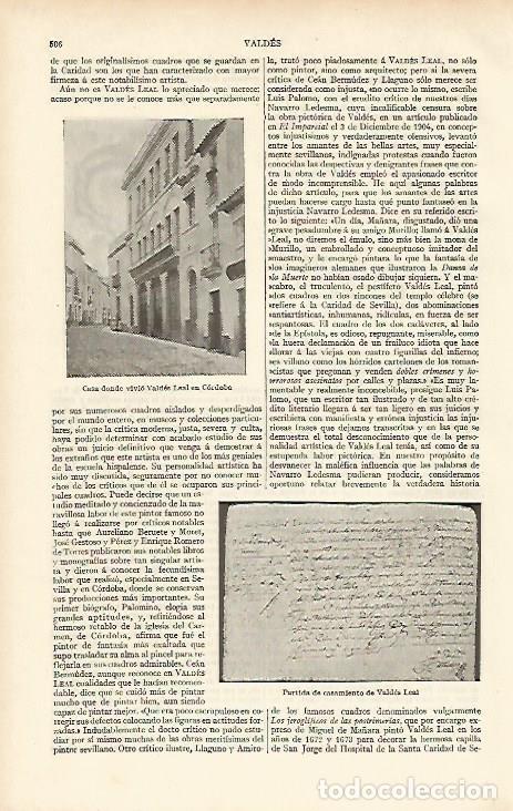 Cartes Postales: LAMINA ESPASA 4697: Partida de nacimiento y casa donde vivio Valdes Leal - Varios Autores