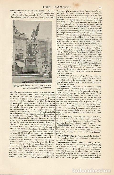 Postales: LAMINA ESPASA 5003: Monumento a Radecky en Praga - Varios Autores