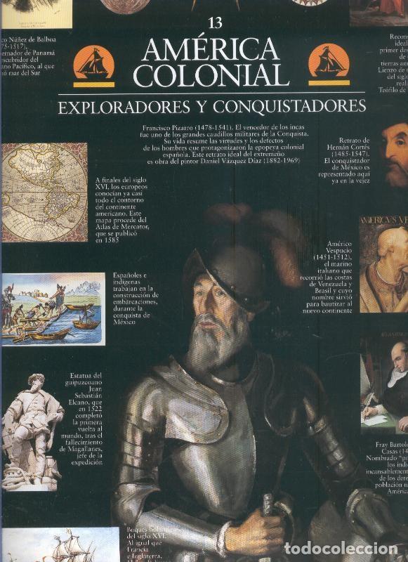 Postales: Escenarios de la historia numero 13: America colonial, exploradores y conquistadores - varios