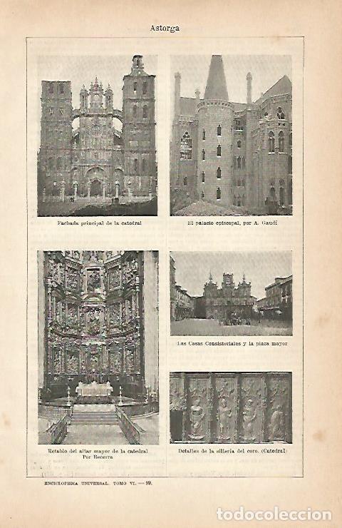 Cartoline: LAMINA ESPASA 5680: Vistas de Astorga Leon - Varios Autores