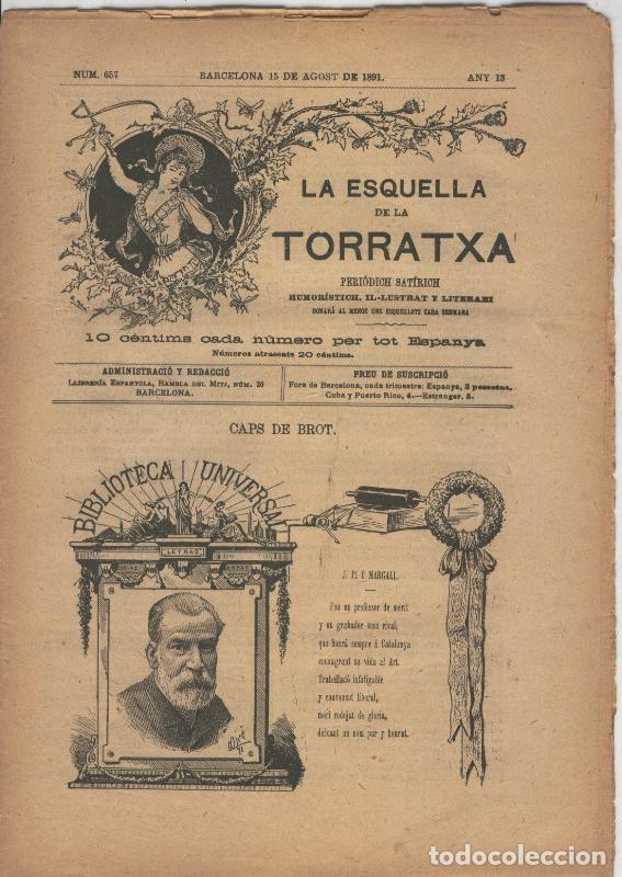 Postales: La esquella de la Torratxa numero 0657 del 15 agosto 1891 - Varios