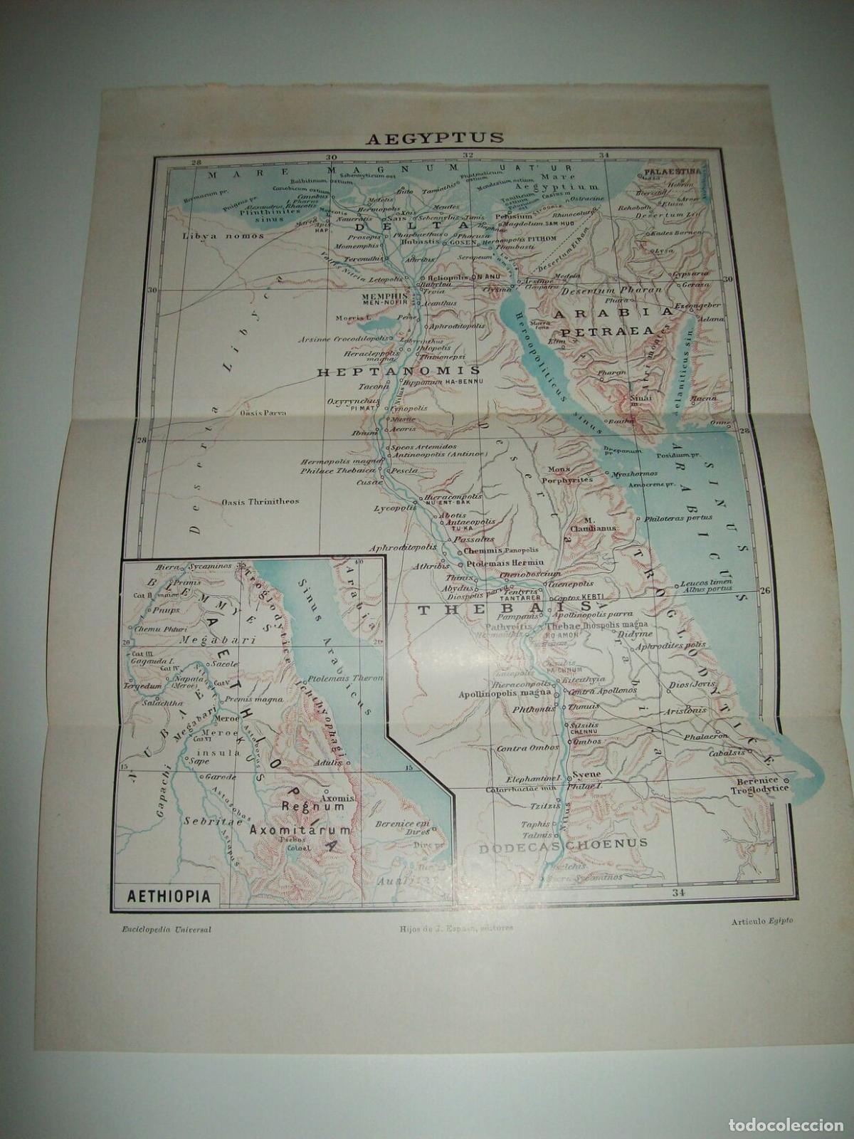 Postales: LAMINA ESPASA 6809: Mapa del Antiguo Egipto - Varios Autores