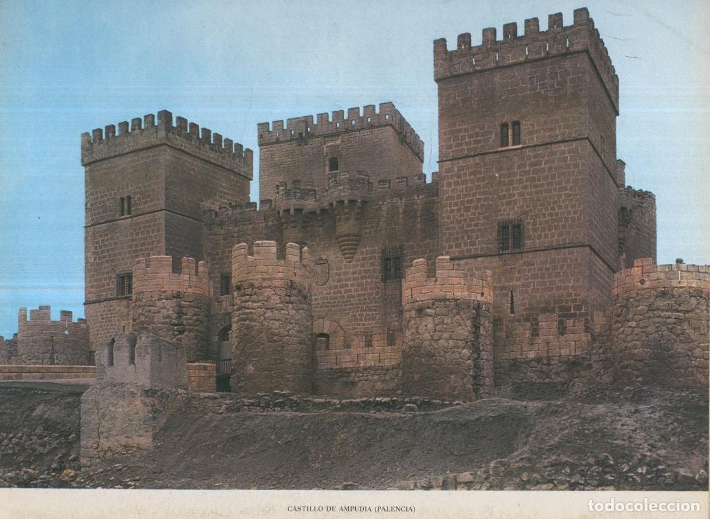 Postais: Lamina Castillos de Espa&ntilde;a Edicion 1967 No.119: CASTILLO DE AMPUDIA (PALENCIA) - VARIOS