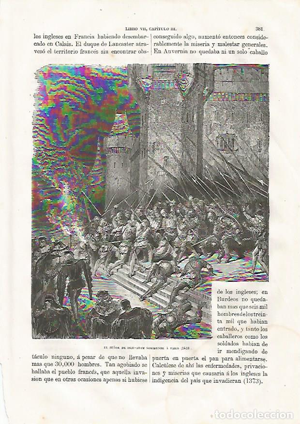 Cartes Postales: LAMINA 3484: El Se&ntilde;or dde Isle-Adam sorprende a Paris. 1418 - Varios