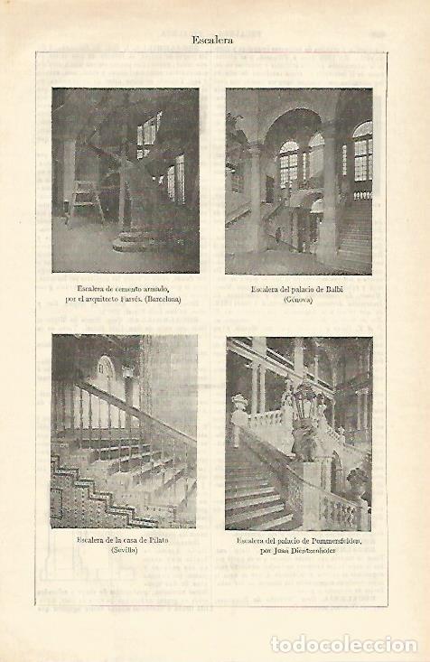 Postais: LAMINA ESPASA 16563: Escalera en Sevilla Genova Barcelona y Palacio de Pommersfelden - Varios