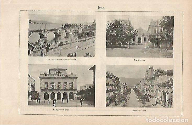 Postales: LAMINA ESPASA 7231: Vistas de Irun Guipuzcoa - Varios