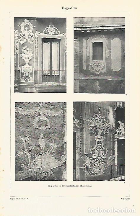 Cartoline: LAMINA ESPASA 16677: Esgrafitos en fachadas de Barcelona - Varios