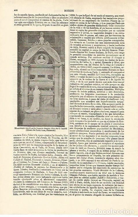 Postales: LAMINA ESPASA 16961: Monumento sepulcral a Rossini en Florencia - Varios