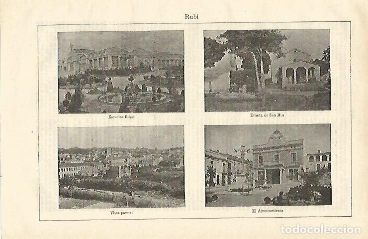 Postales: LAMINA ESPASA 17005: Vistas de Rubi Barcelona - Varios