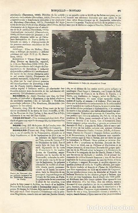 Postais: LAMINA ESPASA 16929: Monumento a P. de Ronsard en Tours - Varios