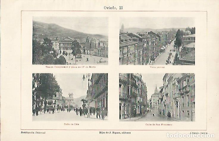 Postkarten: LAMINA ESPASA 7664: Vistas parciales de Oviedo - Varios