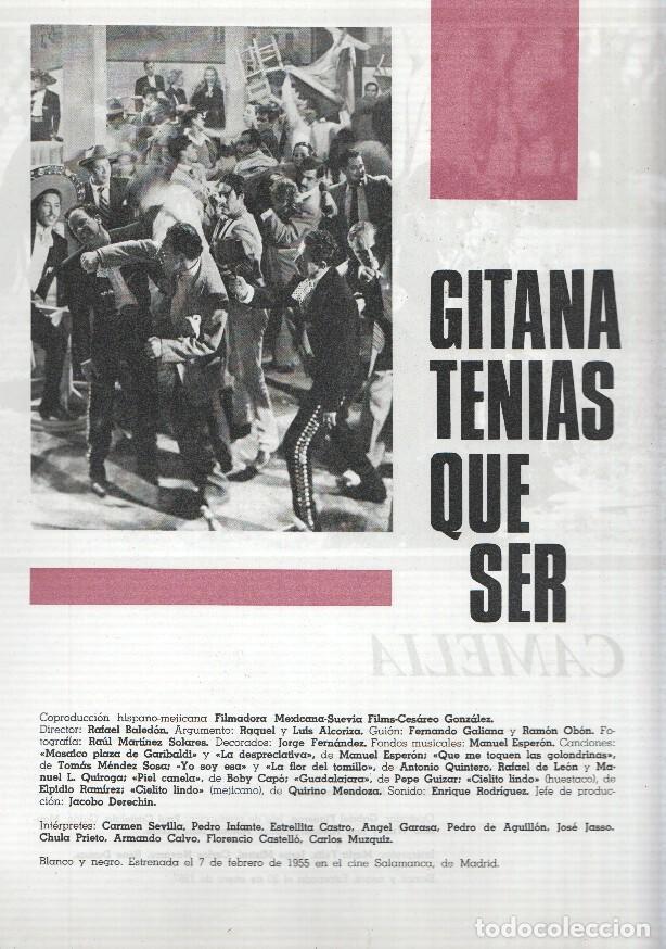 Cartes Postales: Ficha cine Suevia Films: Gitana tenia que ser y Camelia - varios