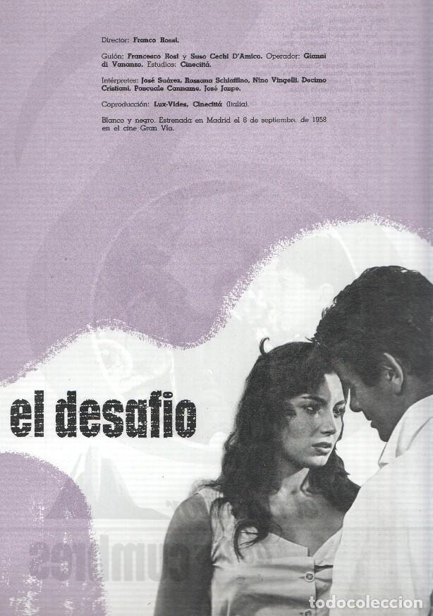 Cartes Postales: Ficha cine Suevia Films: El desafio y El ruise&ntilde;or de las cumbres - varios