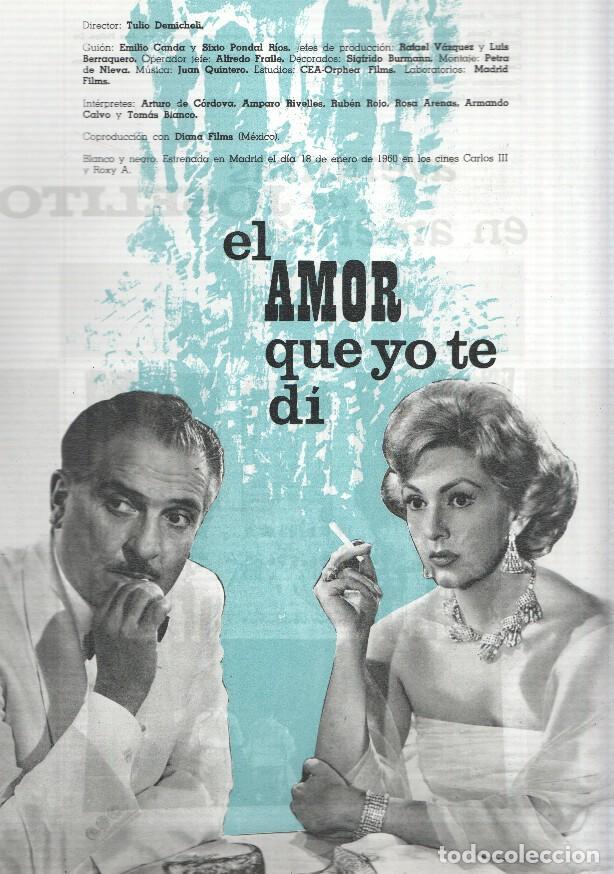 Cartes Postales: Ficha cine Suevia Films: El amor que yo te di y Aventuras de Joselito en America - varios