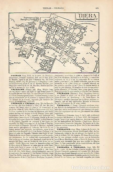 Postkarten: LAMINA ESPASA 8352: Plano de Thera Santorini (Grecia) - Varios
