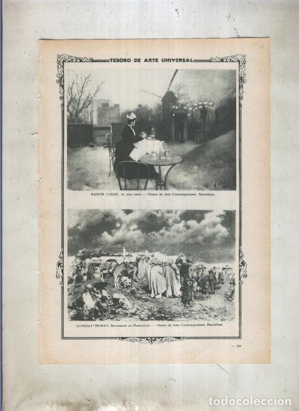Postales: Lamina 070: Al aire libre de Ramon Casas y Recuerdos de Marrueco de - Varios