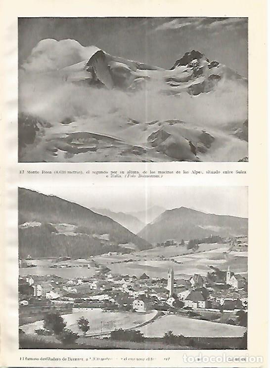 Cartoline: LAMINA GEOGRAFIA 0284: Monte Rosa de los Alpes y desfiladero de Brenner - Ricardo Beltran y Vicente