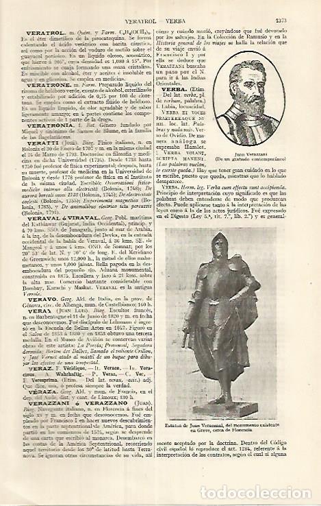 Cartes Postales: LAMINA ESPASA 17547: Estatua de Juan Verazzani en Florencia - Varios