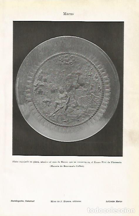 Postais: LAMINA ESPASA 1142: plato alusivo al mes de Marzo de las Galerias Pitti Florencia - Varios Autores