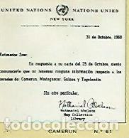 Cartes Postales: CROMO COLECCION UNIVERSAL 2083: CERTIFICADO ONU DE LA NO EXISTENCIA DE ESCUDO DE CAMERUN. Numero 61