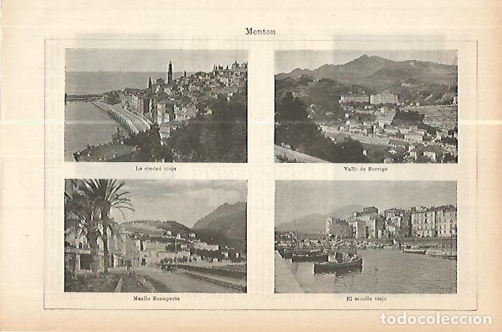 Cartoline: LAMINA ESPASA 17802: Vistas de Menton Francia - Varios