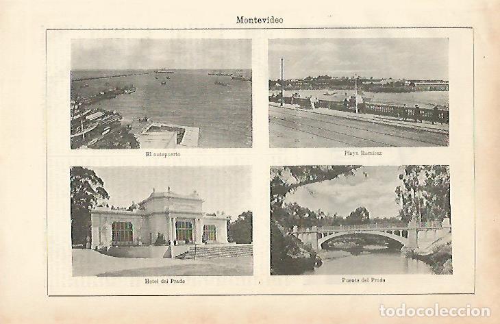 Postais: LAMINA ESPASA 8666: Panoramicas de Montevideo Uruguay - Varios