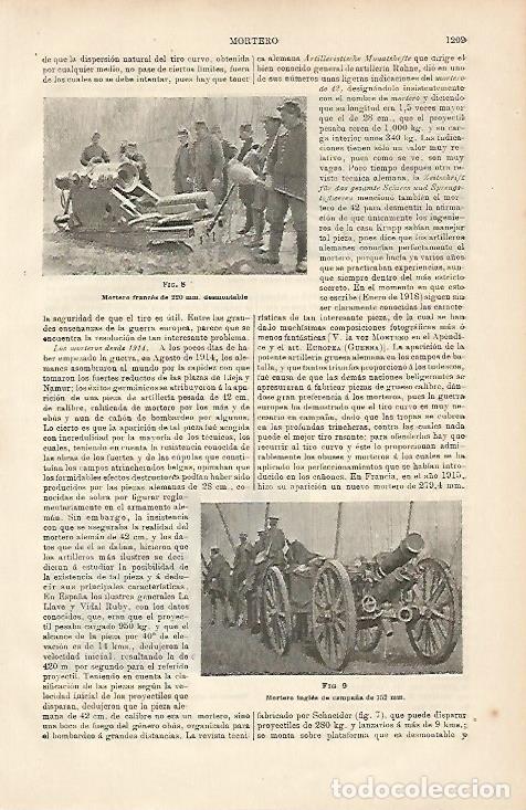 Cartoline: LAMINA ESPASA 8788: Mortero frances desmontable y mortero ingles de campa&ntilde;a - Varios