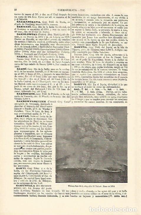 Postales: LAMINA ESPASA 18140: Erupcion del Sakura Jima en 1914 - Varios