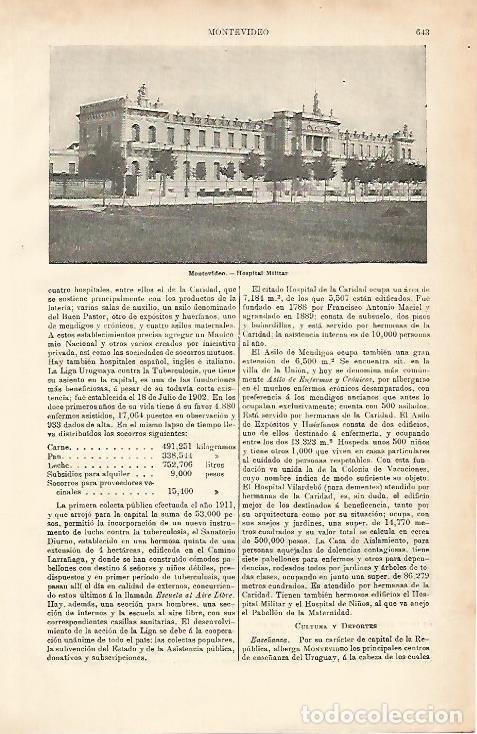 Cartes Postales: LAMINA ESPASA 8662: Hospital Militar en Montevideo Uruguay - Varios