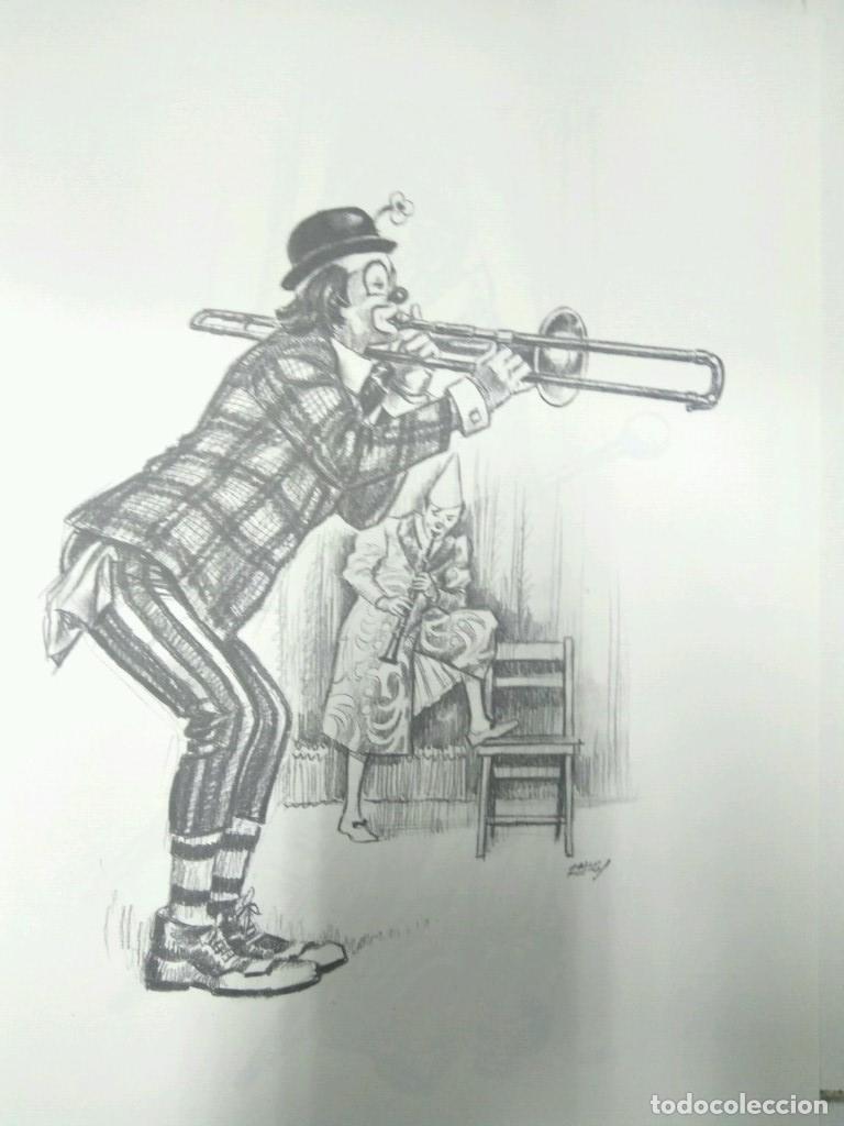 Postales: Laminas Carlos Freixas: PAYASOS, Numero 07: PAREJA DE PAYASOS TROMBON Y CLARINETE (Serie Estudios 11