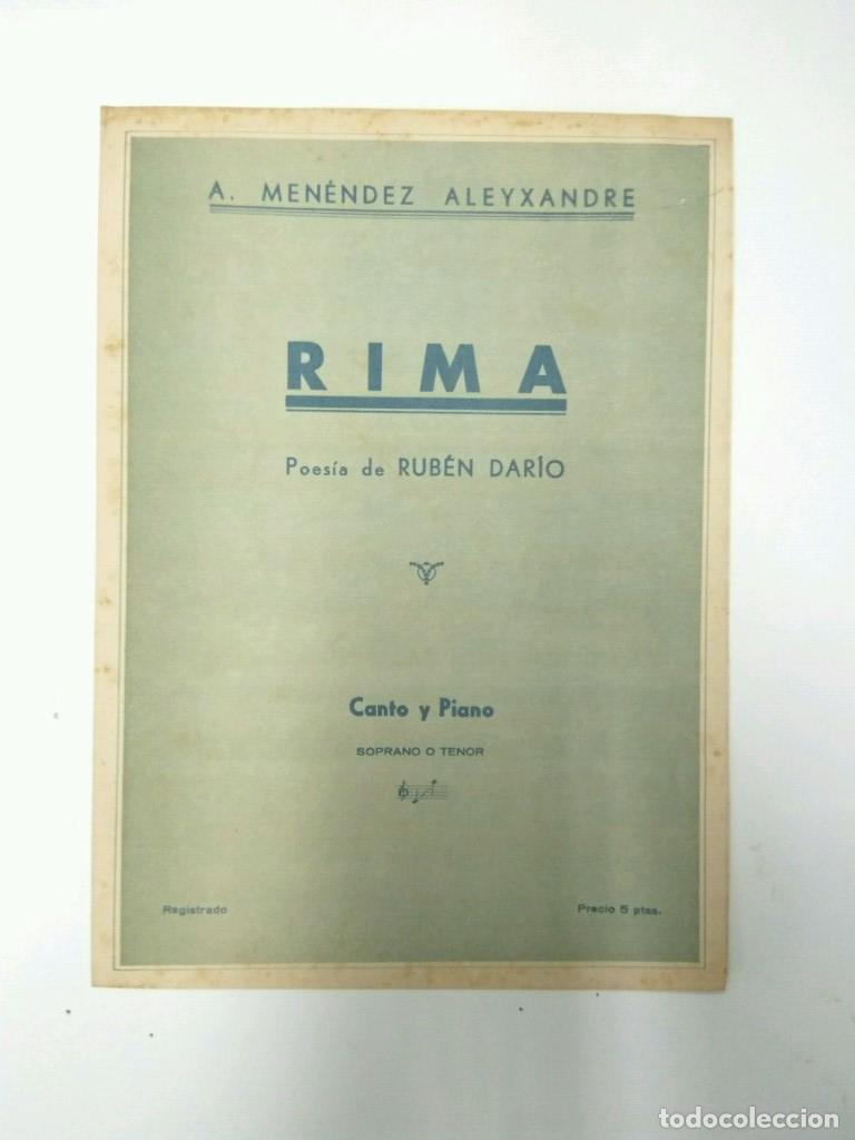 Cartes Postales: Libreto Partituras: ARTUR MENENDEZ ALEYXANDRE (AUTOGRAFO) - RIMA de Ruben Dario (Canto y Piano) - Ar