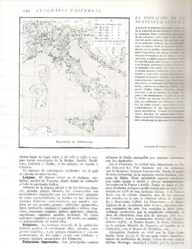 Cartes Postales: LAMINA 3109: ITALIA. Mapa de la densidad de poblacion - Ramon Otero Pedrayo