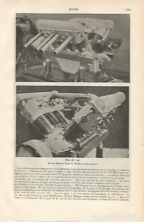 Postales: LAMINA ESPASA 8839: Motores Hispano Suiza de 140 HP - Varios