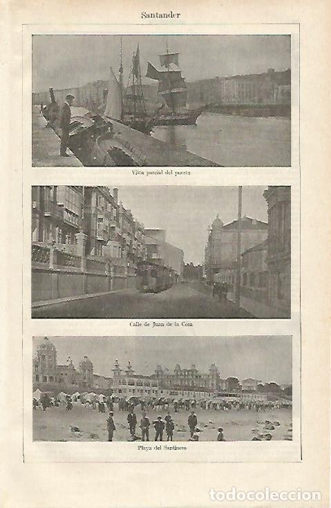 Cartes Postales: LAMINA ESPASA 12245: Puerto calle de Juan de la Cosa y playa del Sardinero en Santander - Varios