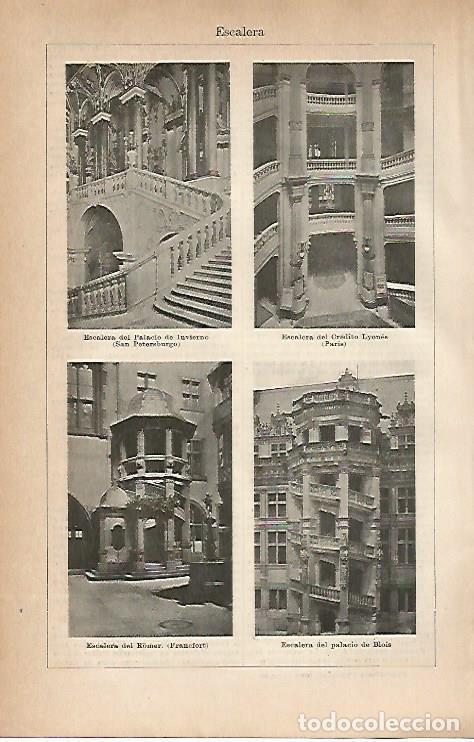 Cartoline: LAMINA ESPASA 18856: Escalera en San Petersburgo Paris Frankfurt y del palacio de Blois - Varios
