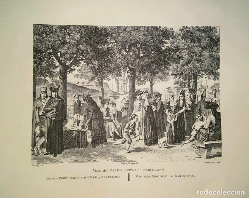 Cartes Postales: Lamina CATALOGNE, Numero 07: Vista del PASEO NUEVO de Barcelona 1813 (Abadia de Montserrat 1973) - A