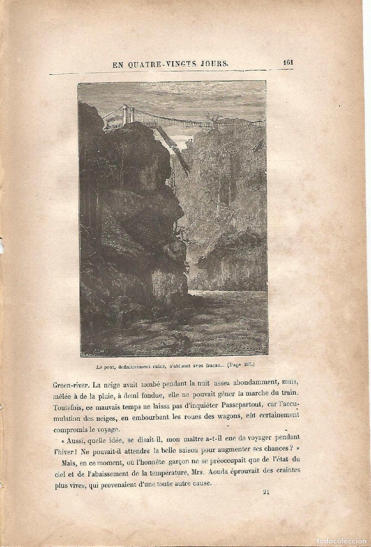 Postales: LAMINA 1236: VERNE. Le pont definitavement ruine sablanait avec fracas�. - Jules Verne