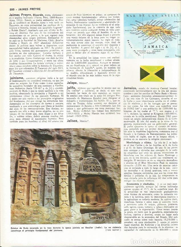 Postkarten: LAMINA MONITOR 0080: MAPA Y BANDERA DE JAMAICA. ESTATUA DE BUDA EN GWALIOR INDIA - Varios