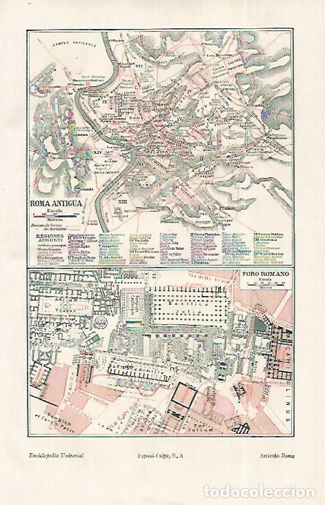 Postkarten: LAMINA ESPASA 19174: Mapa de Roma antigua - Varios