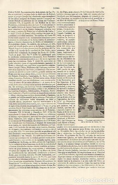 Postales: LAMINA ESPASA 19201: Columna conmemorativa en Roma - Varios