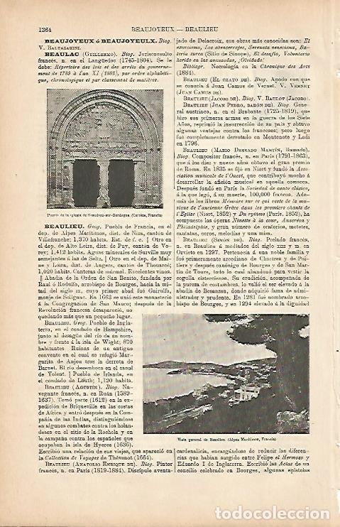 Cartoline: LAMINA ESPASA 9859: Vista de Beaulieu Francia - Varios