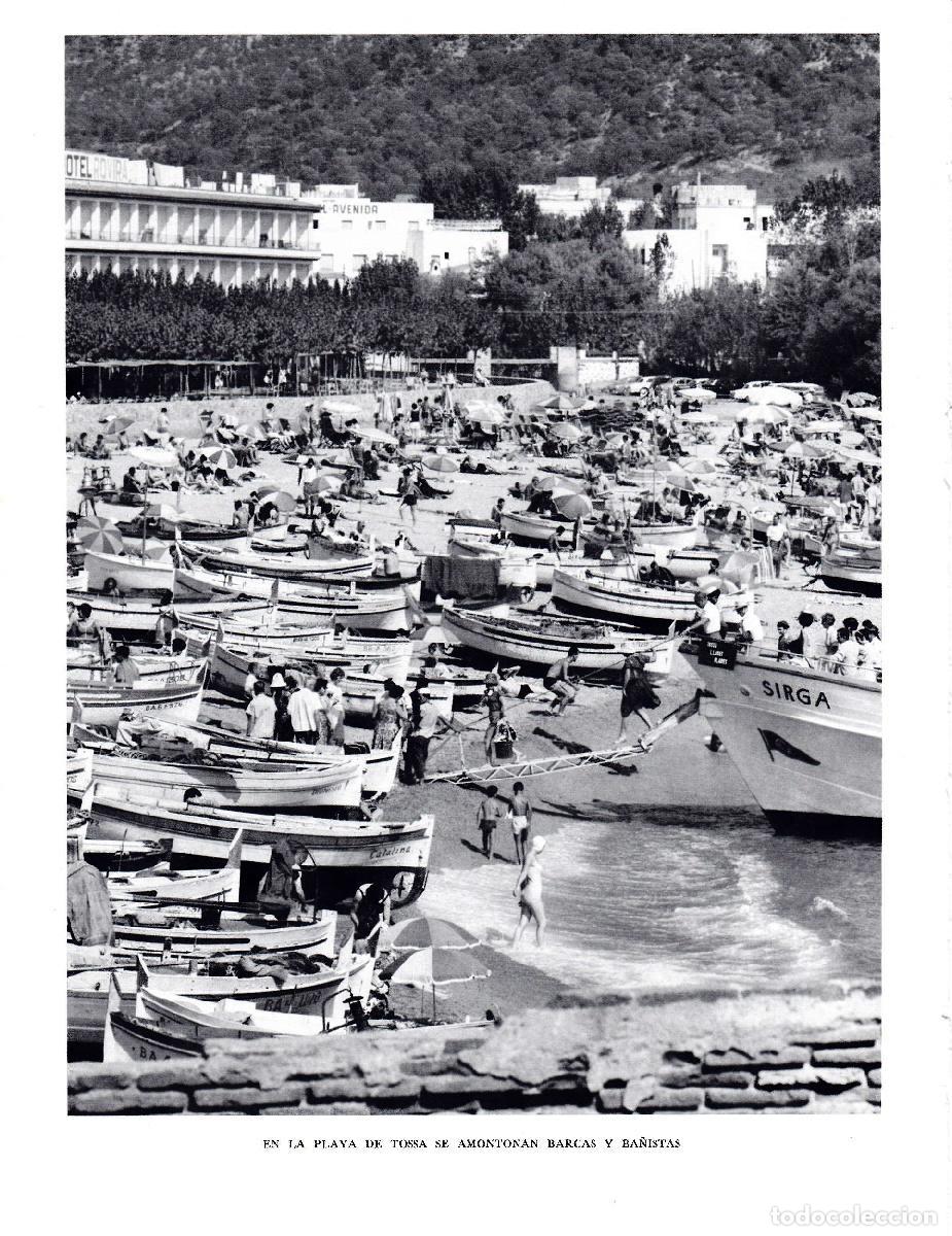 Postales: LAMINA 5663: Playa de Tossa barcas y ba&ntilde;istas - Josep Pla